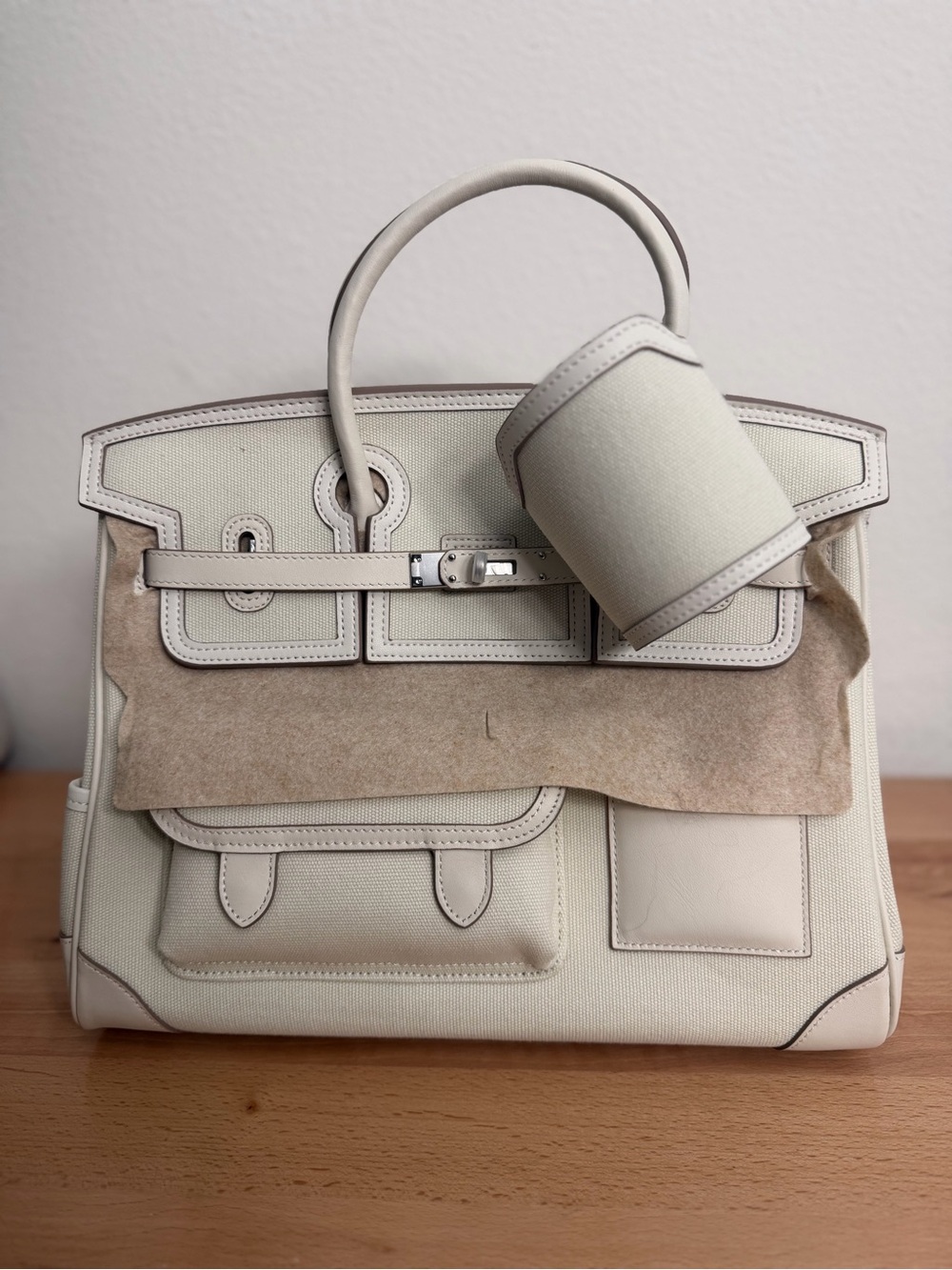 H Cargo Birkin 35 Nata Toile Goeland Swift PHW utility travel